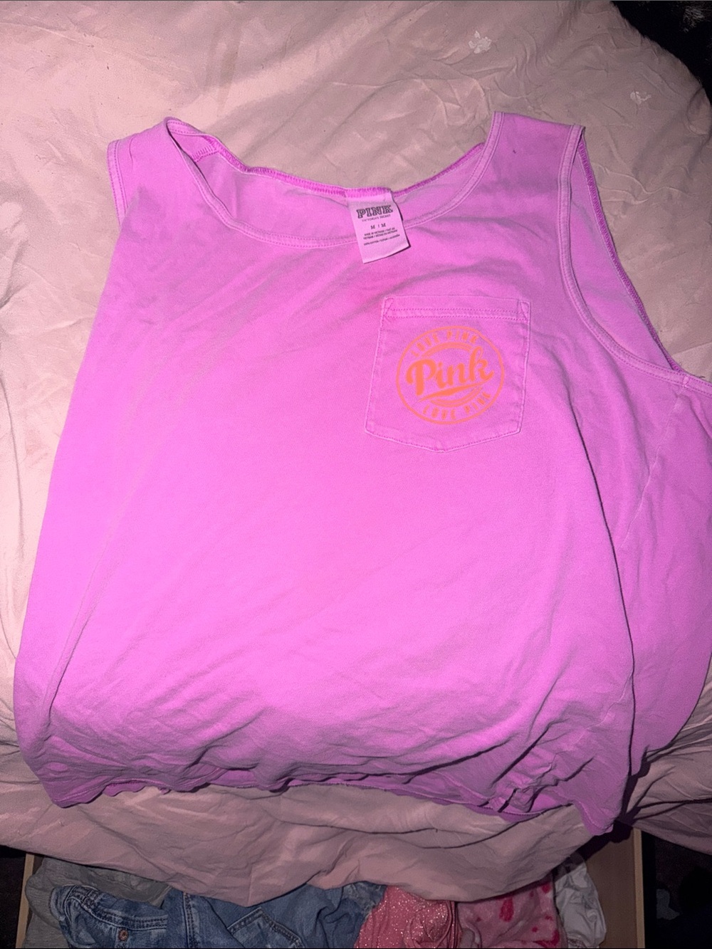 PINK Victoria's Secret Neon Pink Pocket Tee